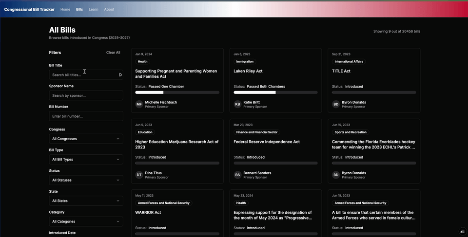 Congressional Bill Tracker